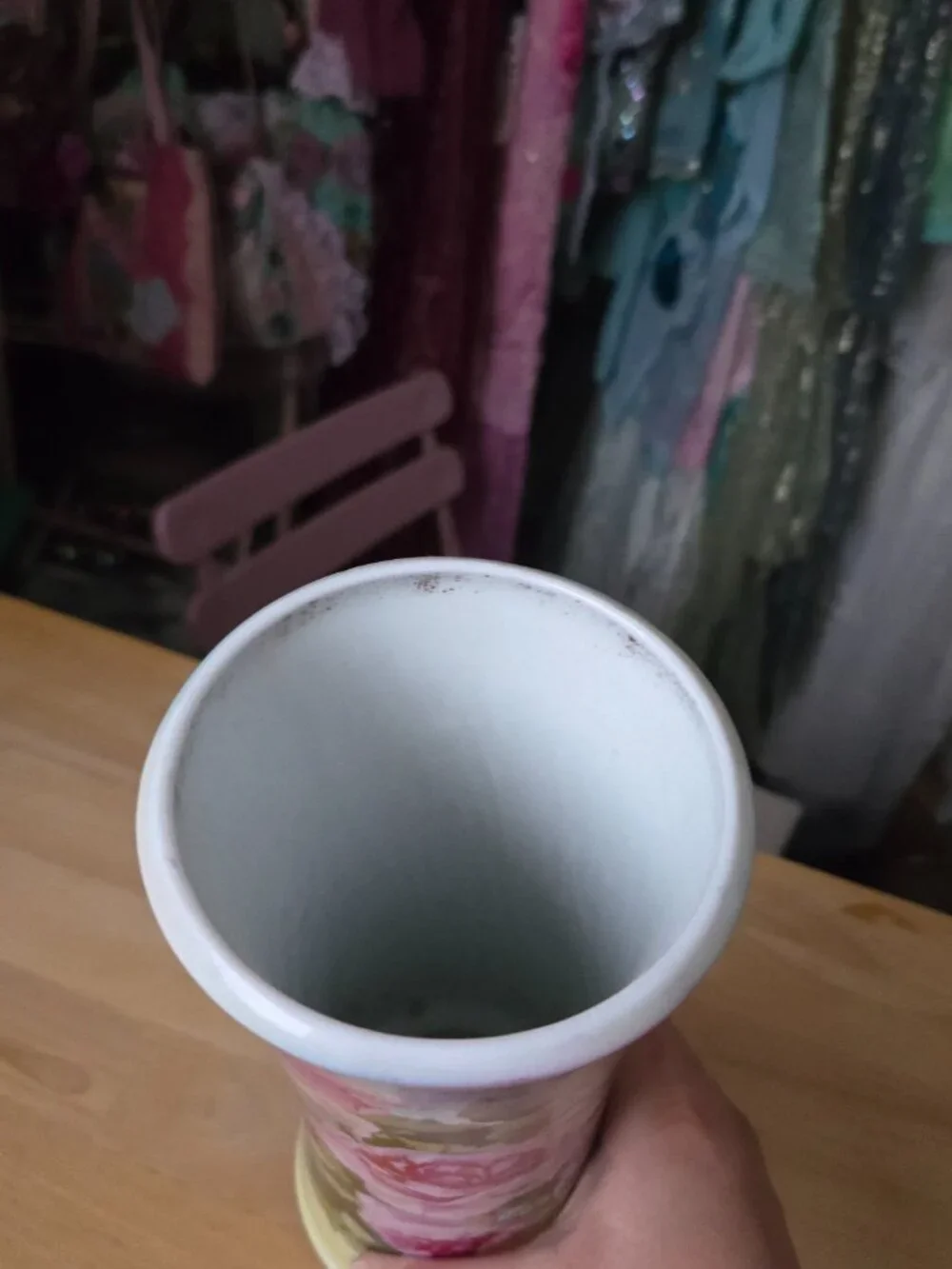 Vintage Pink Rose Vase Pottery Cottagecore Romantic Fairycore